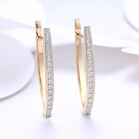 S925 Sterling Silver 37MM Gold/Rose Gold U Round Hoop Earrings For Women… - Picture 2 of 6